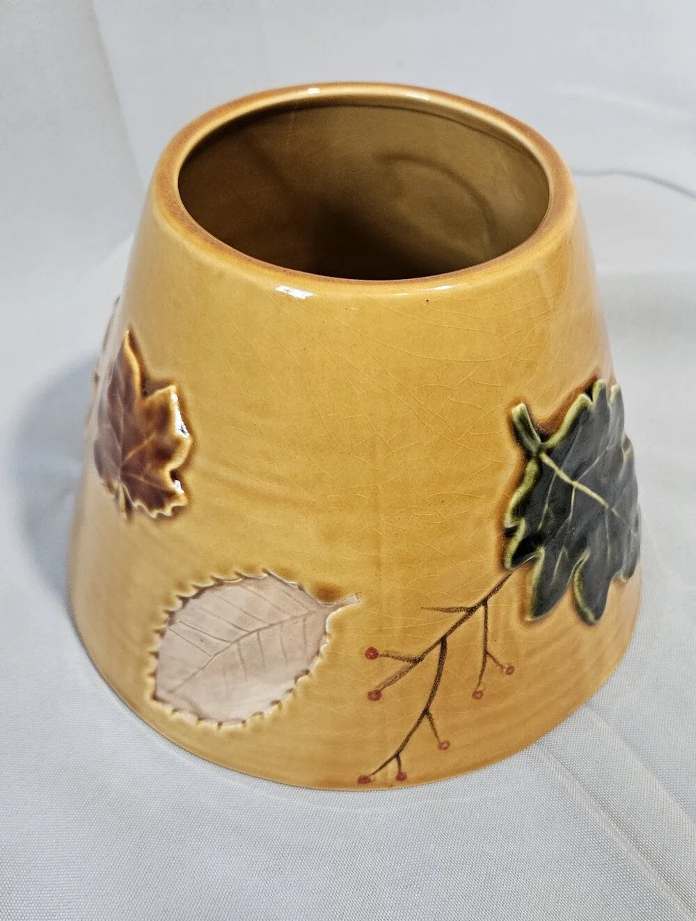 Linens & Things Lg Seasonal Ceramic Shade Fall Autumn Thanksgiving Leaves